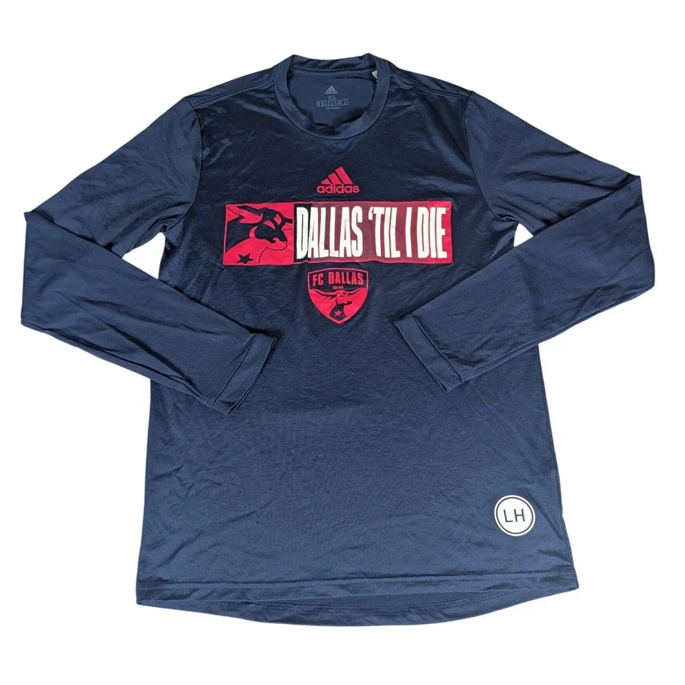 Adidas FC Dallas MLS Long Sleeve Training Shirt Navy Blue Dallas Til I Die‎ XS